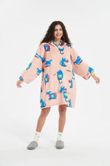 SNUGLFIT Hoodie Blanket Blue Cat Print