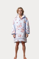 SNUGLFIT™ Hoodie Blanket - Elephant print cozy wearable blanket with plush Sherpa fleece and roomy hood.