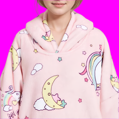 SNUGLFIT™ Kids Unicorn Blanket Hoodie with cozy fleece and fun design.