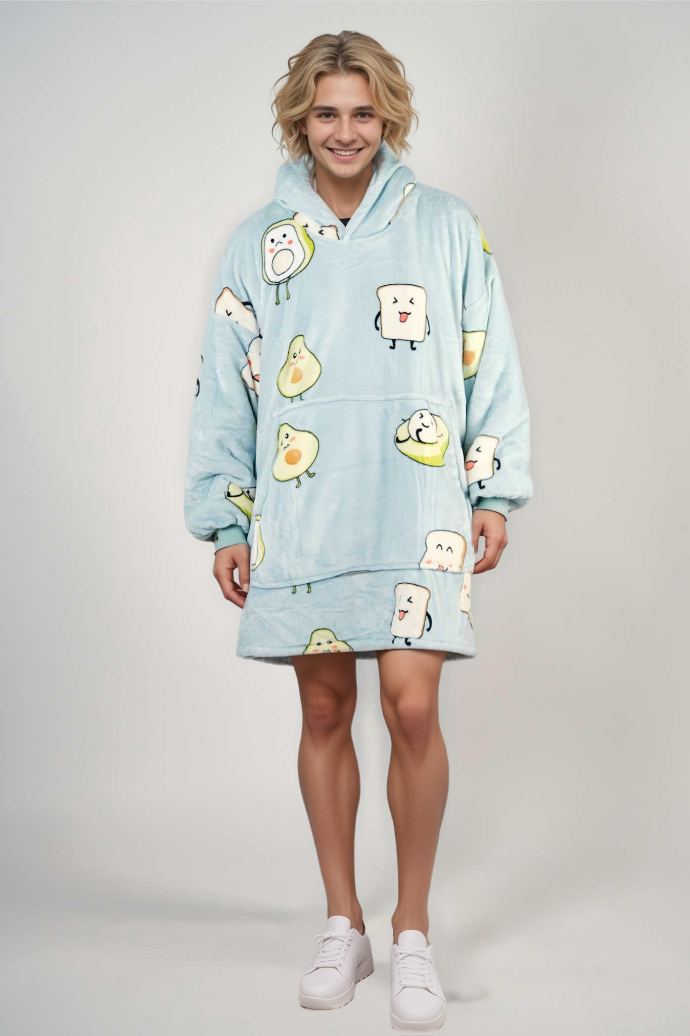 SNUGLFIT™ Hoodie Blanket with playful avocado print, cozy wearable blanket for ultimate comfort.