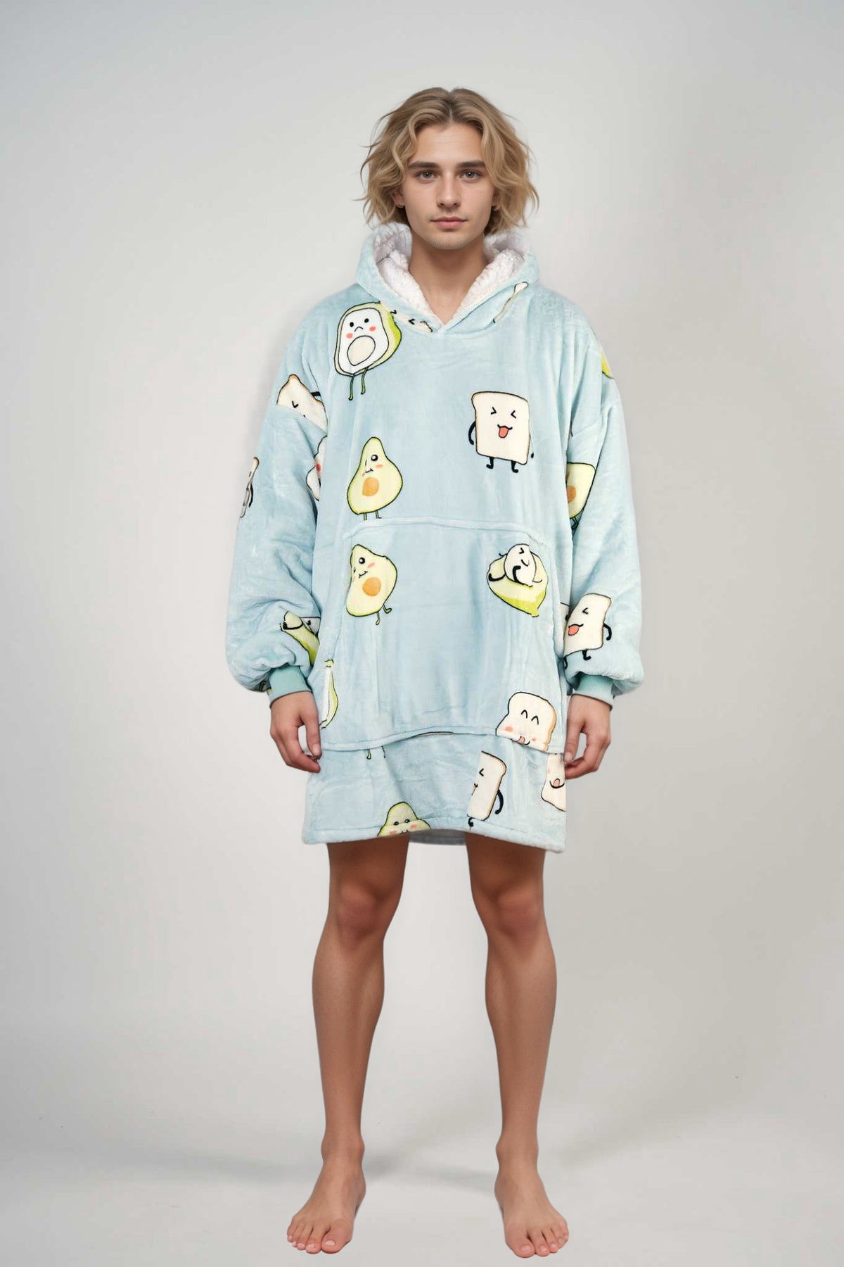 SNUGLFIT™ Hoodie Blanket - Avocado print, oversized wearable blanket, plush Sherpa fleece, roomy hood, eco-friendly.