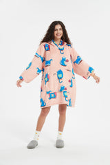 SNUGLFIT™ Hoodie Blanket - Blue Cat design, oversized wearable blanket for cozy comfort and style.