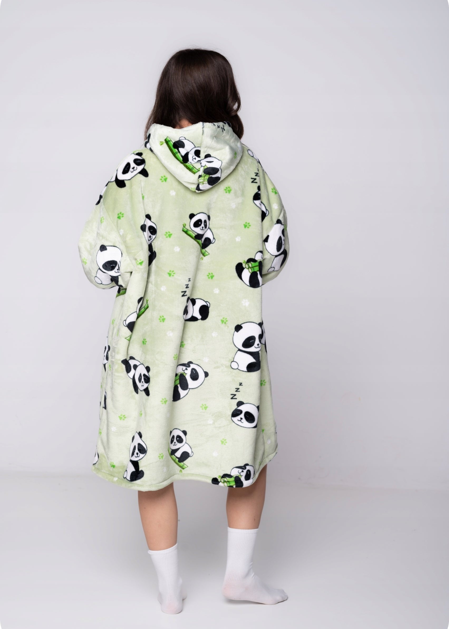 SNUGLFIT™ Hoodie Blanket - Panda design featuring plush Sherpa fleece and roomy fit.