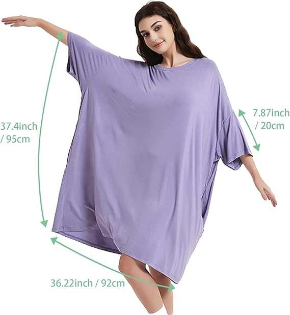Oversized lavender purple lama sleep tee made from heat-regulating bamboo fabric, one size fits most.