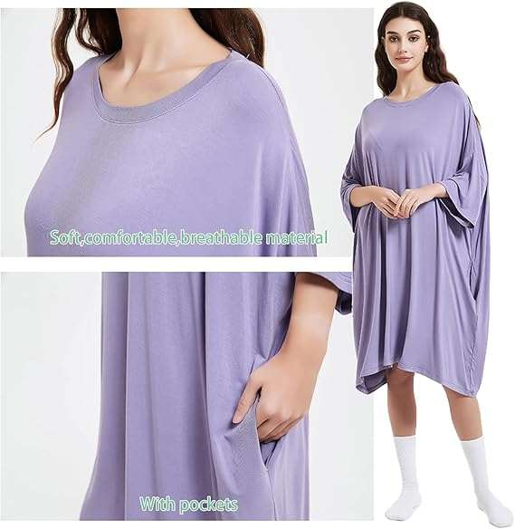 Oversized Sleep Tees Purple Lama | Snuglfit Lavendar Bamboo