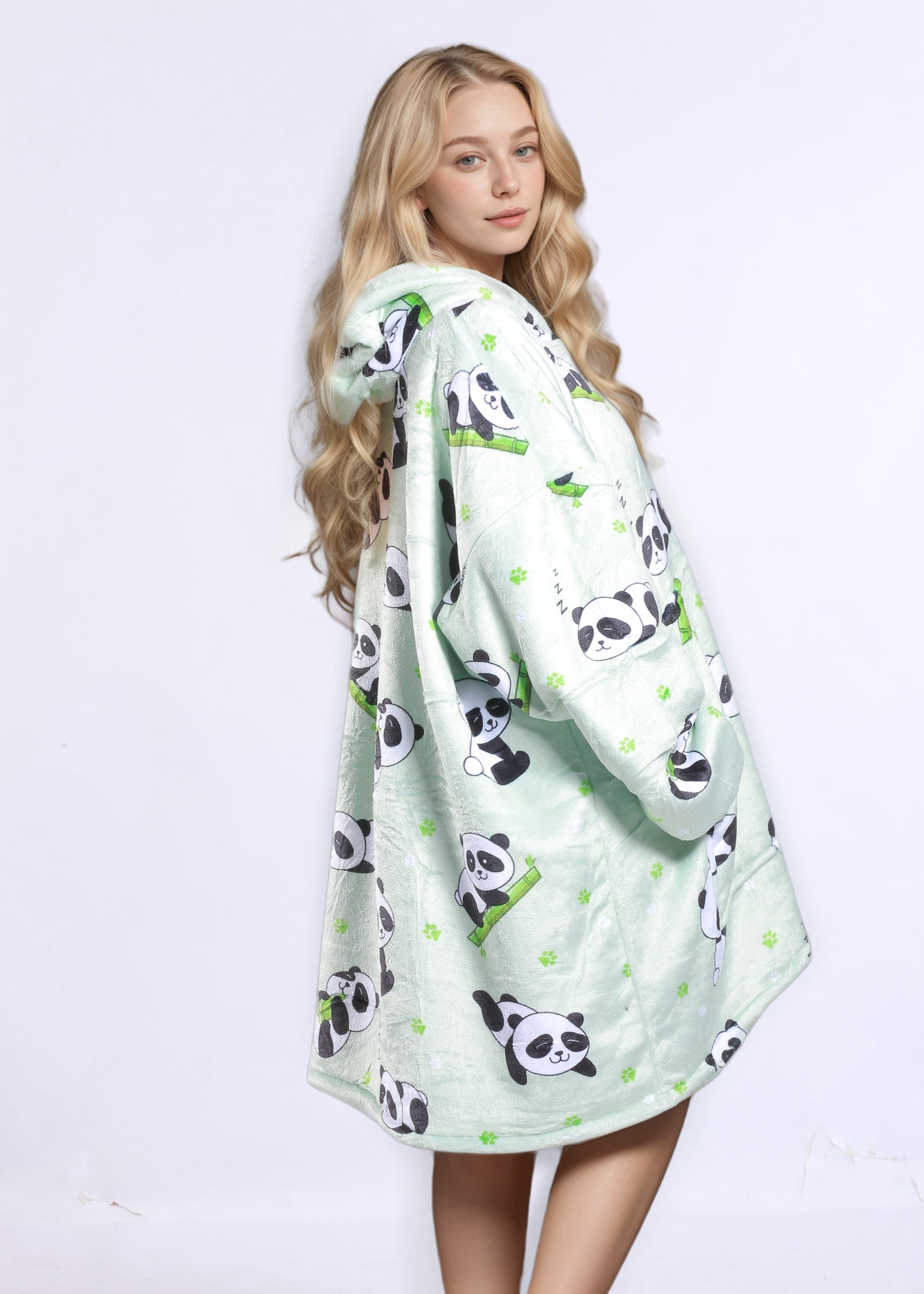 SNUGLFIT™ Hoodie Blanket - Panda design, oversized wearable blanket for cozy comfort and warmth.