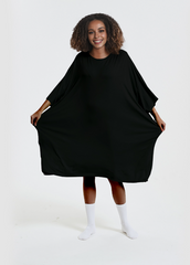Oversized midnight black sleep tee with heat-regulating bamboo, super soft and comfy.