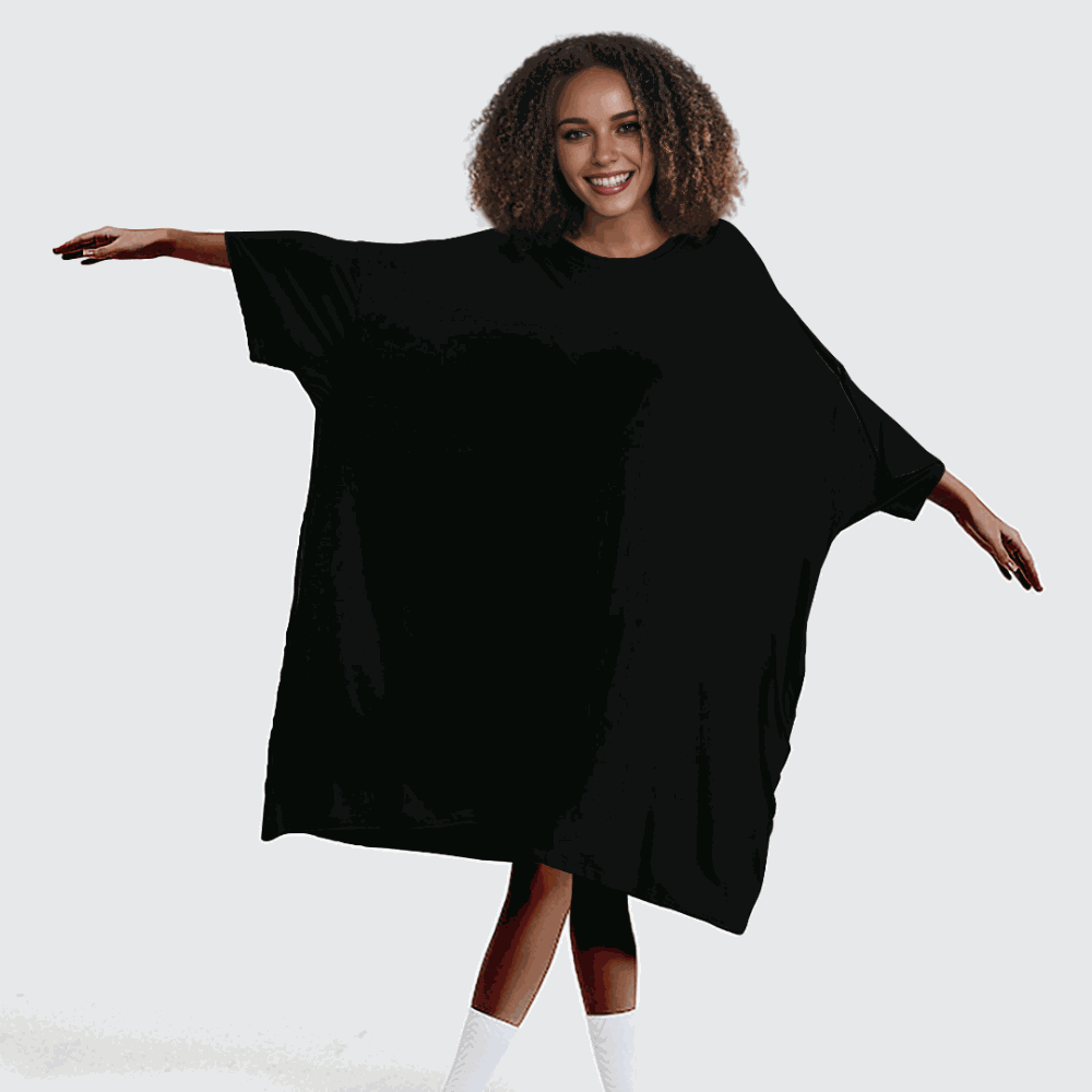 Snuglfit™ Super Soft Oversized Midnight Black Sleep Tee with Side Pockets