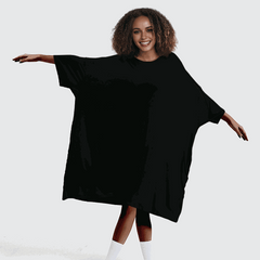 Snuglfit™ Super Soft Oversized Midnight Black Sleep Tee with Side Pockets
