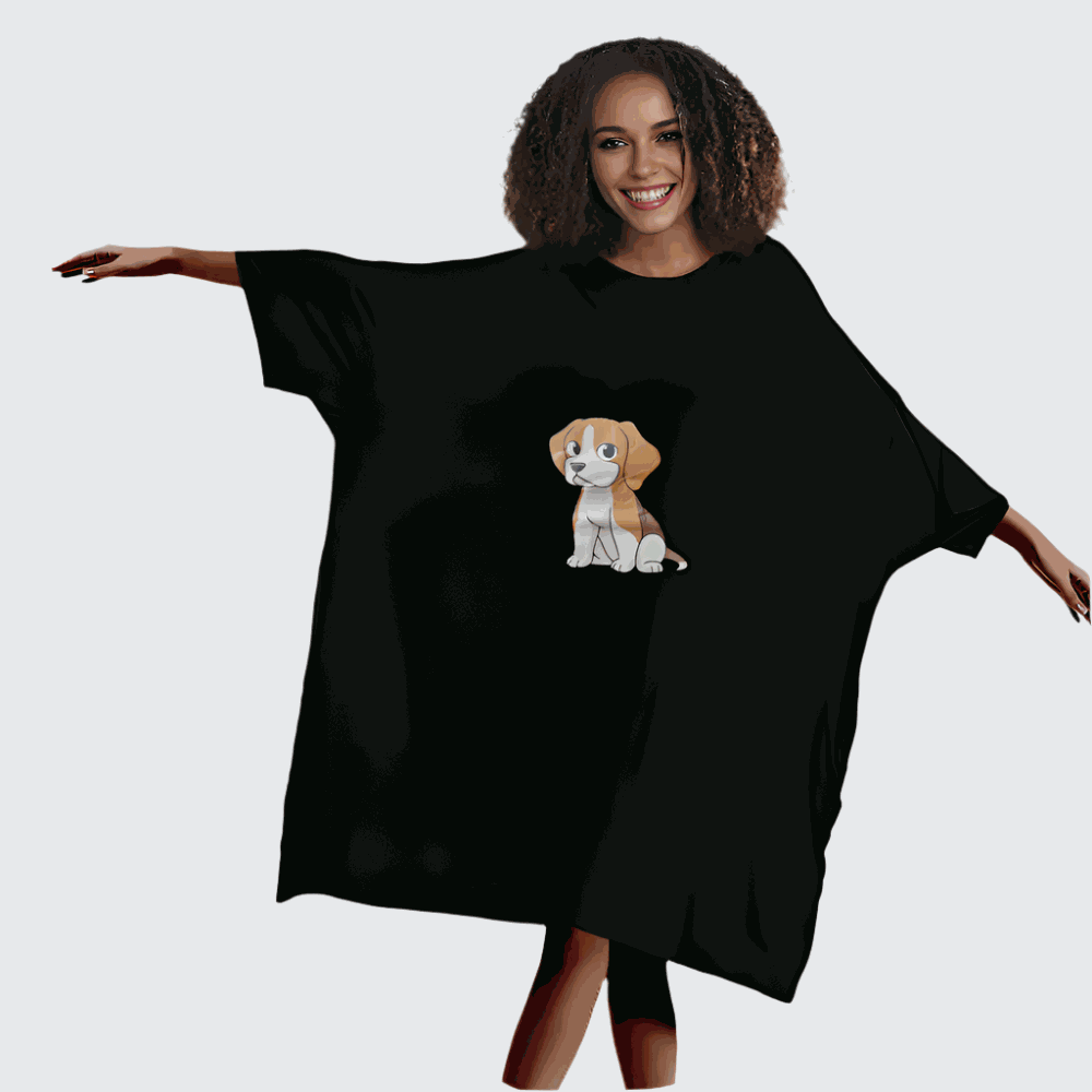 Snuglfit™ Oversized Puppy Sleep Tee with heat-regulating bamboo and adorable puppy design.