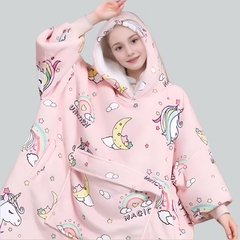 SNUGLFIT™ Hoodie Blanket for Kids in Unicorn design, featuring cozy Sherpa fleece and oversized fit.