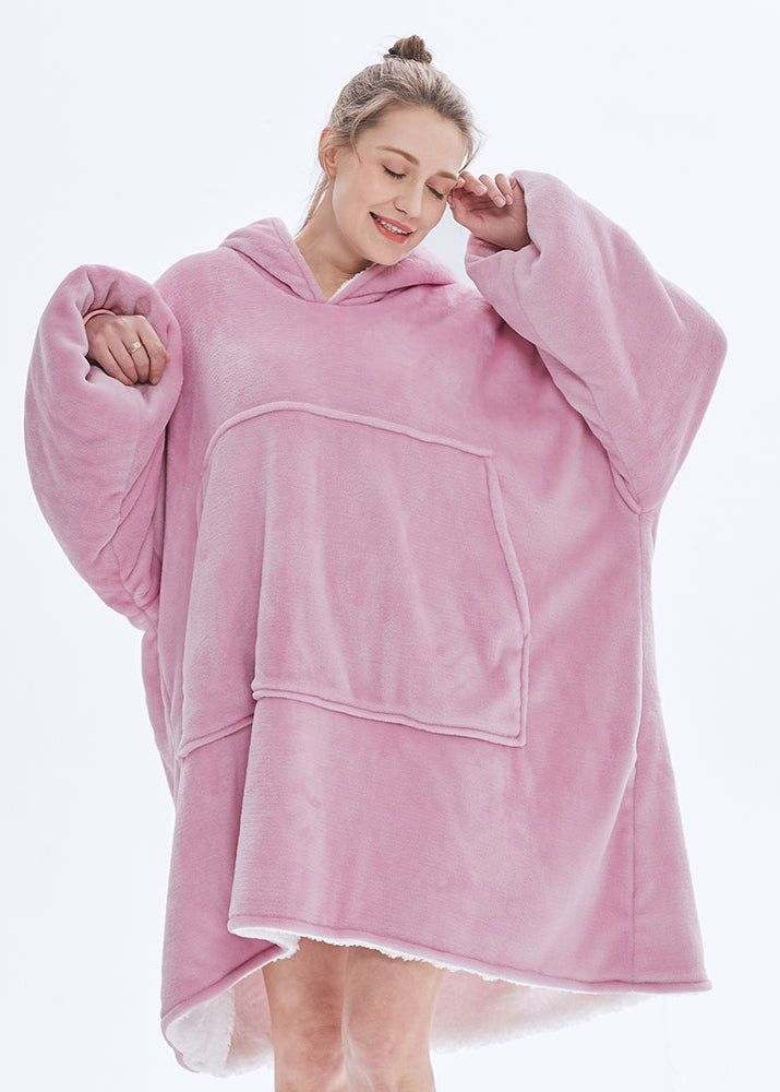 SNUGLFIT™ Hoodie Blanket in Musk Pink, oversized wearable blanket with plush interior and large pocket.