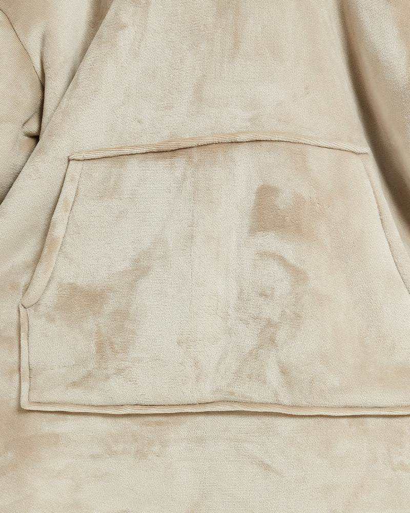 Khaki SnuglFit™ hoodie blanket with plush Sherpa fleece and large pocket.