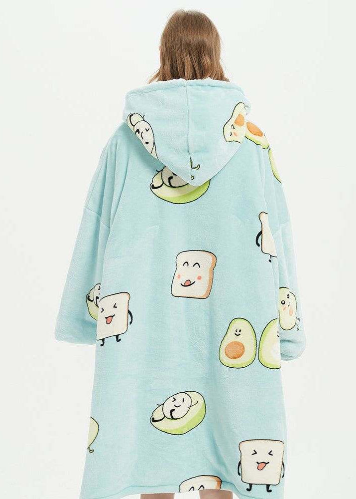SNUGLFIT™ Hoodie Blanket in Avocado print, showcasing oversized comfort and warmth with plush Sherpa fleece and roomy hood.