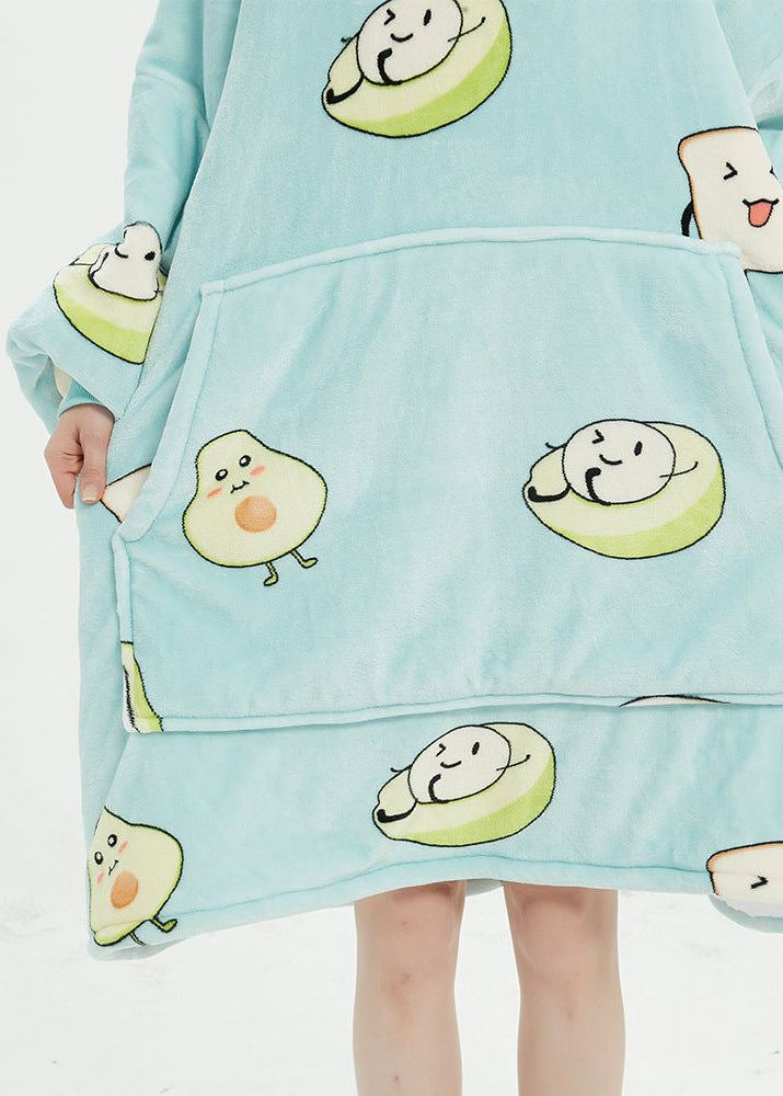 Avocado print SNUGLFIT™ Hoodie Blanket with large pocket.