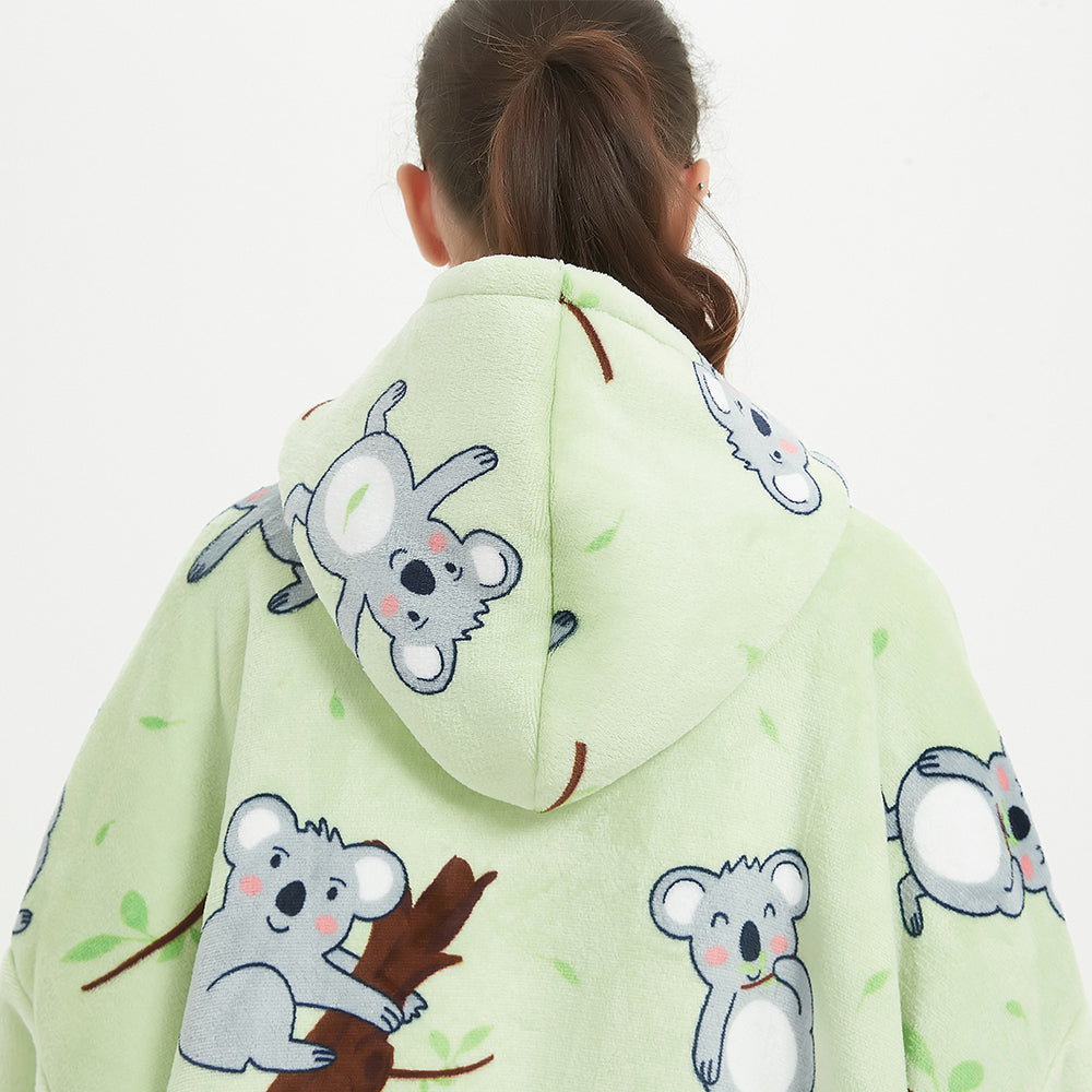 Koala print SnuglFit™ hoodie blanket for cozy warmth and style.