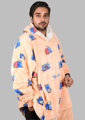 SNUGLFIT™ Hoodie Blanket - Blue Cat design, oversized wearable blanket for comfort and warmth.