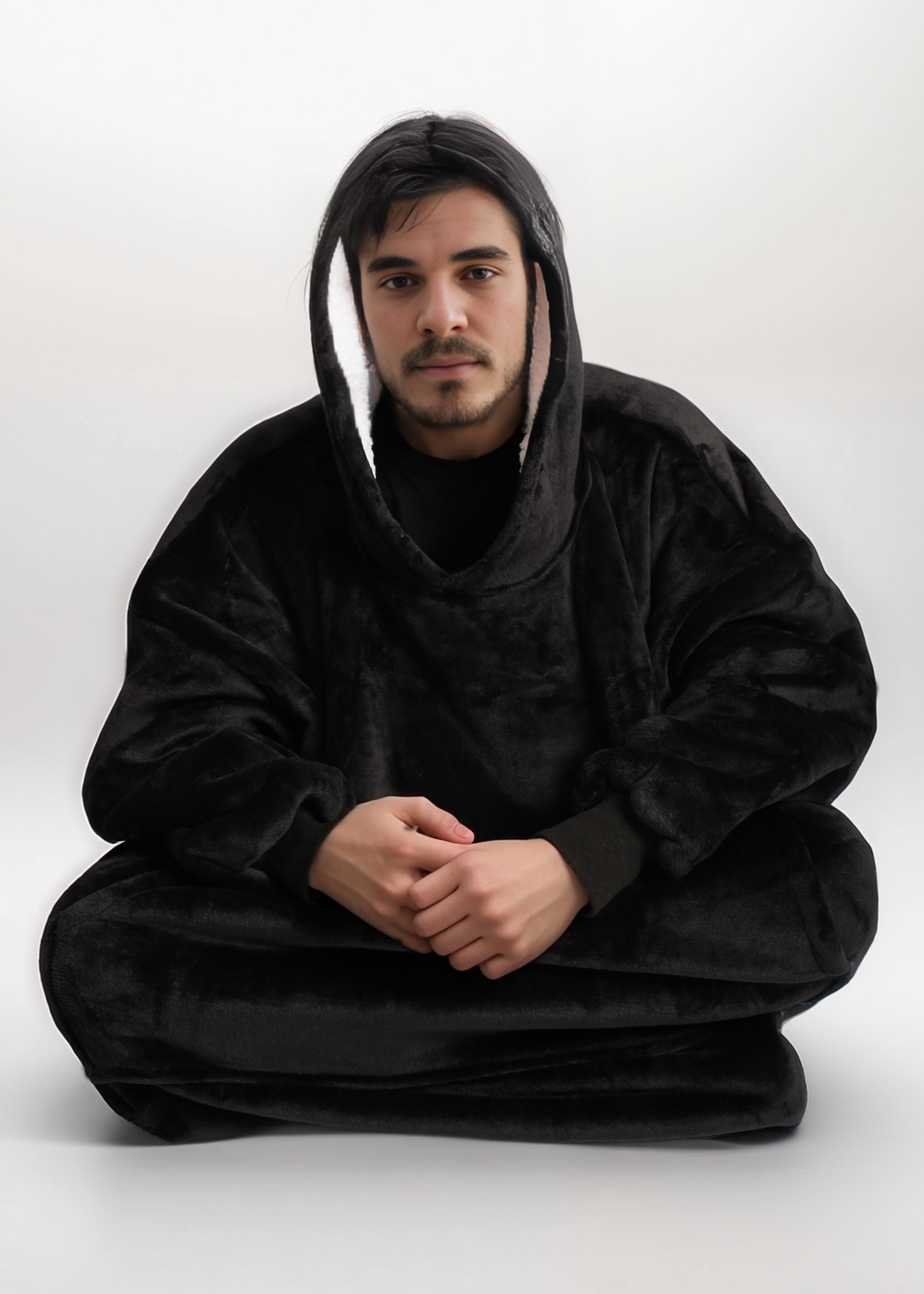 Midnight Black SnuglFit™ Hoodie Blanket for ultimate comfort and warmth.