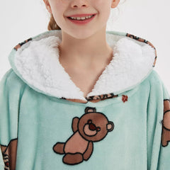 SNUGLFIT™ Hoodie Blanket Kids- Bear design with soft Sherpa fleece lining.