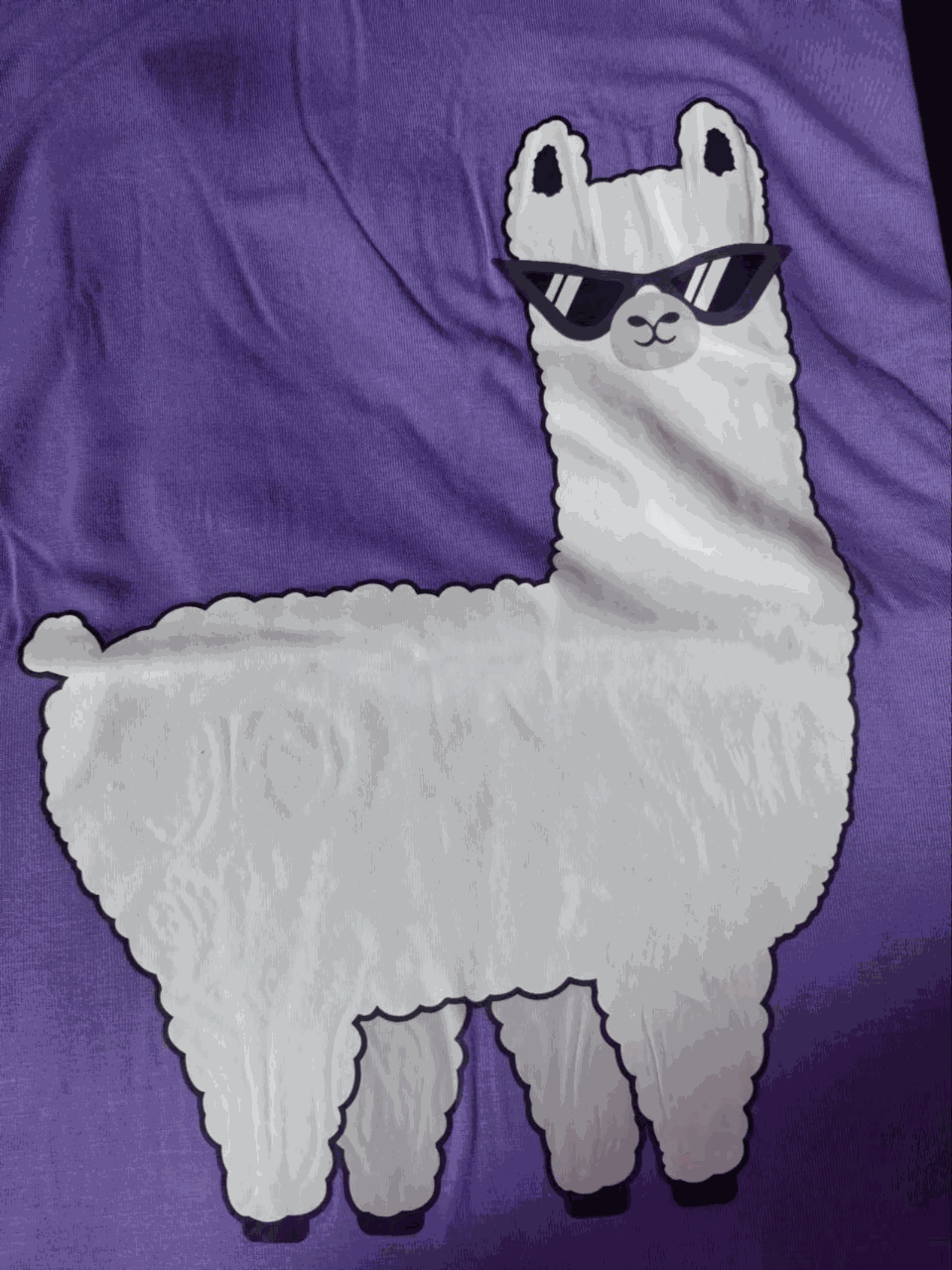 oversized lavender purple llama sleep tee with sunglasses design