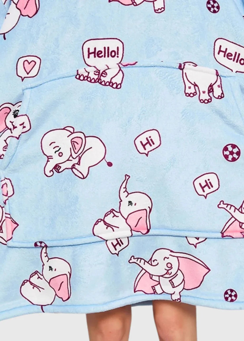 SNUGLFIT™ Hoodie Blanket - Elephant design, plush wearable blanket for cozy warmth and style.