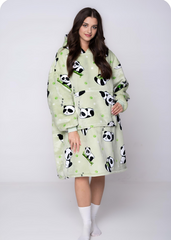 SNUGLFIT™ Hoodie Blanket Panda design, oversized wearable blanket for cozy warmth and comfort.
