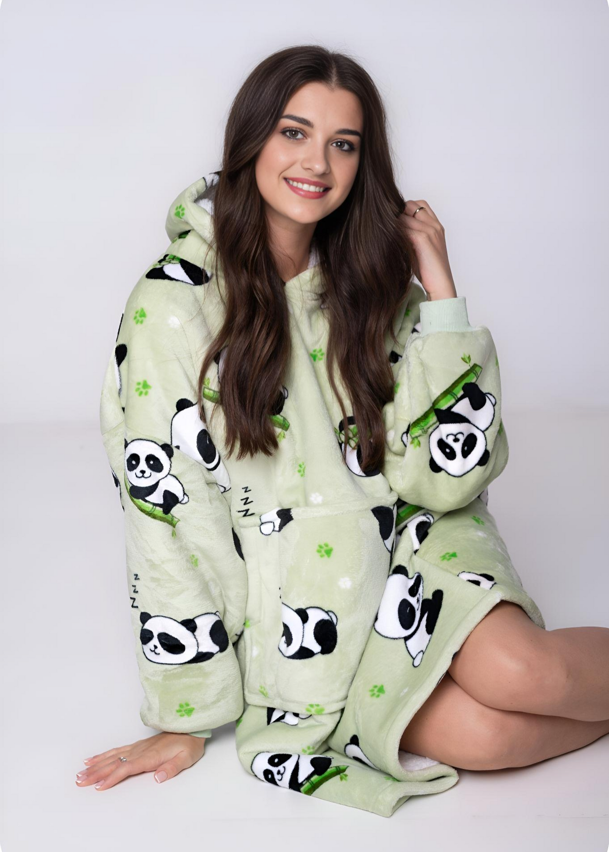 SNUGLFIT™ Hoodie Blanket - Panda design, oversized wearable blanket for ultimate comfort and warmth.
