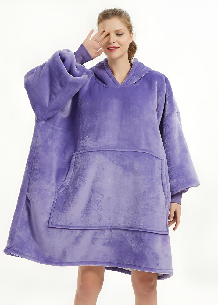 Oversized purple wearable blanket hoodie for ultimate comfort and warmth.