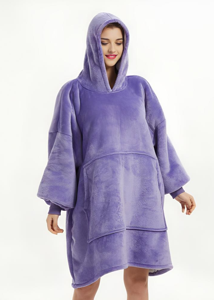 Purple SnuglFit™ oversized wearable blanket hoodie for comfort and style.